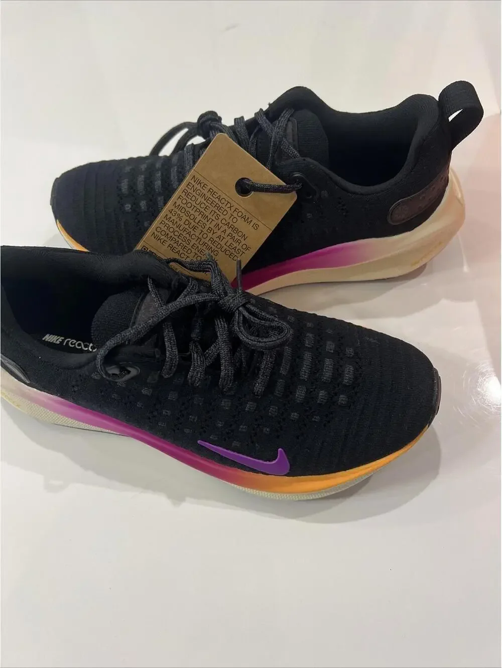 $179 Women Nike React Infinity Run 4 Running Shoes Size 6.5 Black White DR2670